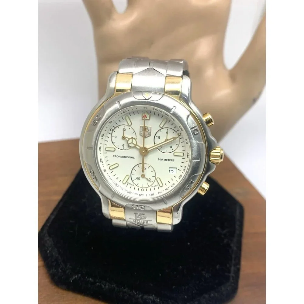 Tag Heuer Men's Watch CH1150-0 Swiss Quartz Chronograph 18k Yellow Gold Steel